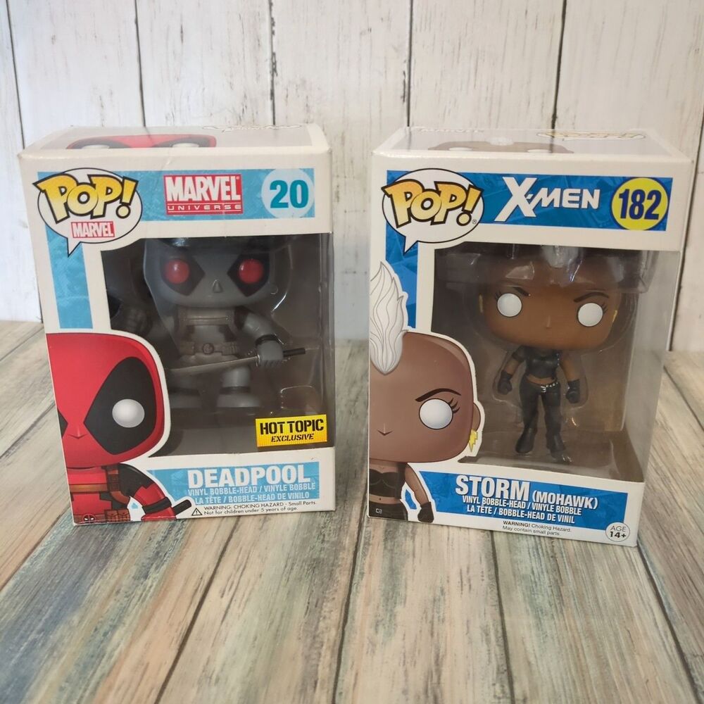 Funko Pop Lot X-Men Storm Mohawk 182 Marvel Deadpool 20 Hot Topic Exclusive Gray